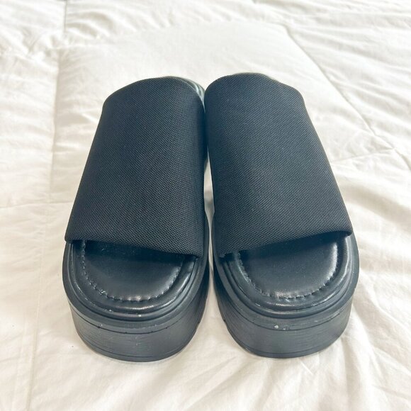 Steve Madden Overjoyed Black Mesh Platform Slide Sandals Size 8.5M EUC - Picture 4 of 8